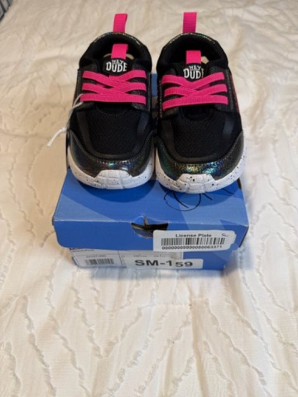 Kids size 8c Hey Dude Sirocco Play TD Brights Brand New In Box Color Blk/Pink